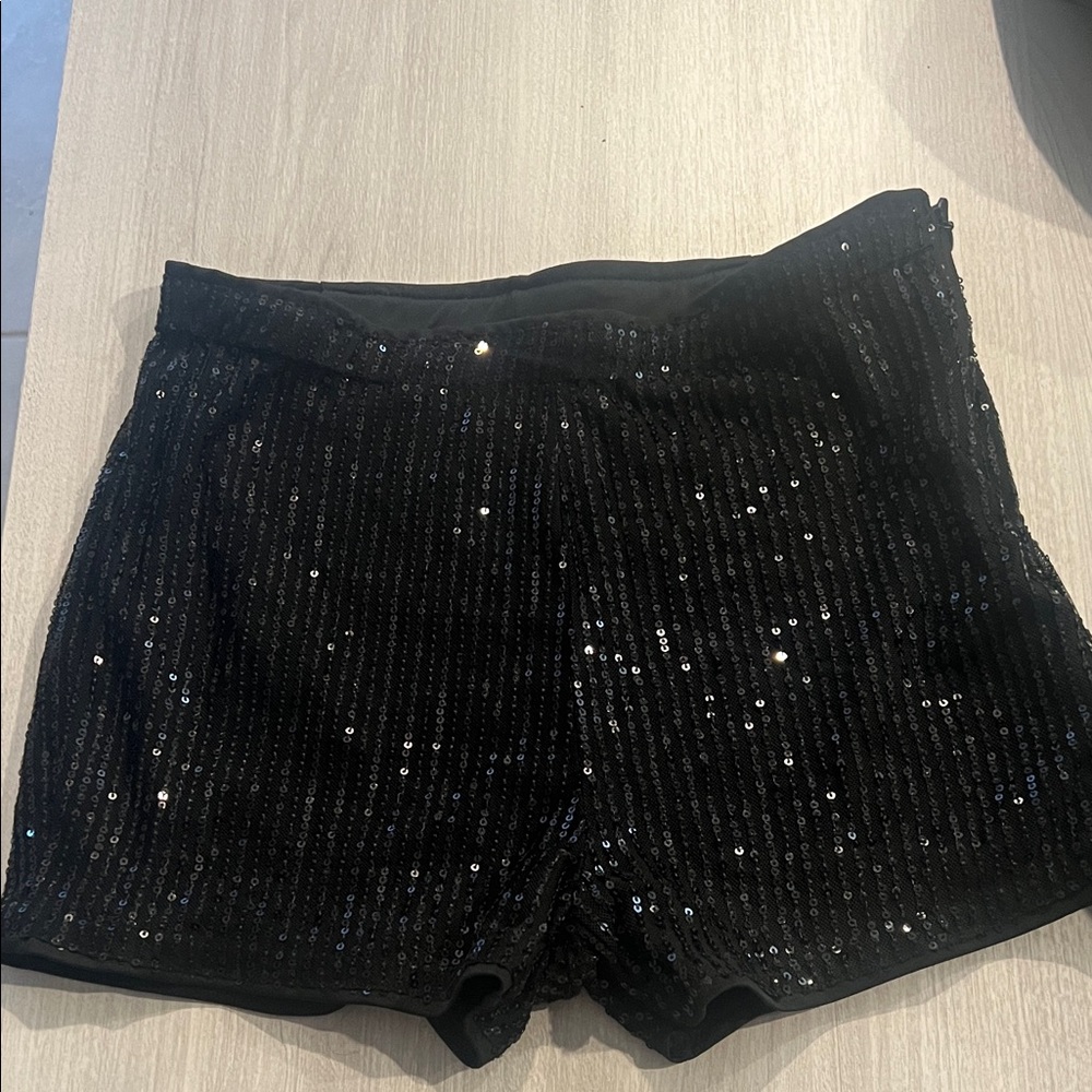 Black Sequin Women's Shorts